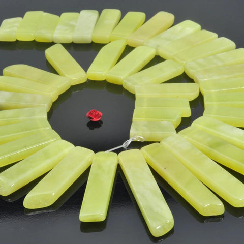 YesBeads 15.5 inches Natural Lemon Jade,Dagger gemstone,raw mineral drusy rock,Slabs Slices smooth beads in 10-12mm wide X 23-50mm length