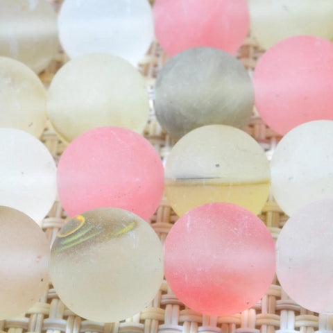 YesBeads Natural Cherry Quartz matte round loose beads wholesale gemstone jewelry making 15"