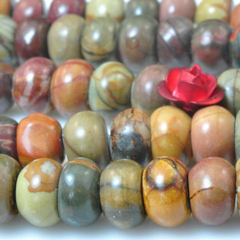 75 pcs of Red Turquoise smooth rondelle beads in 5x8mm