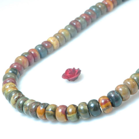 96 pcs of Red Turquoise smooth rondelle beads in 4x7mm