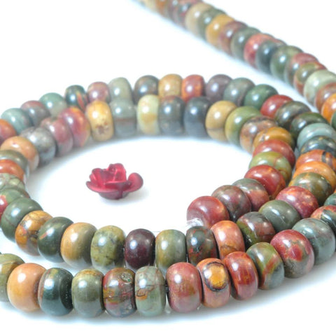 96 pcs of Red Turquoise smooth rondelle beads in 4x7mm