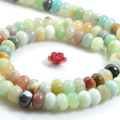 YesBeads 15 inches of Natural Amazonite smooth rondelle beads in 4x6mm