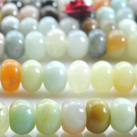 YesBeads 15 inches of Natural Amazonite smooth rondelle beads in 4x6mm