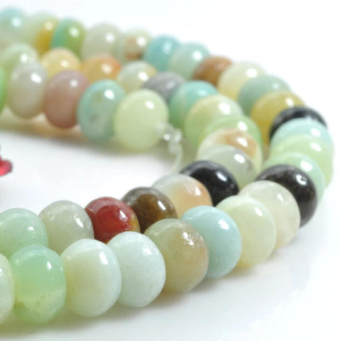 YesBeads 15 inches of Natural Amazonite smooth rondelle beads in 4x6mm