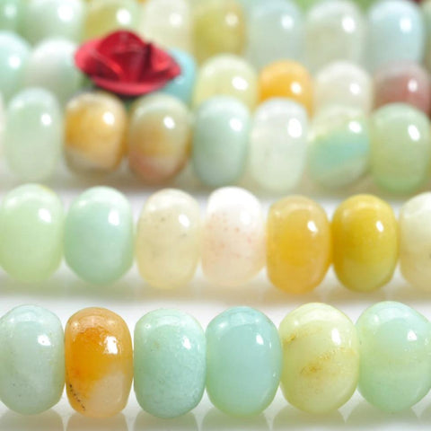 YesBeads 15 inches of Natural Amazonite smooth rondelle beads in 4x6mm