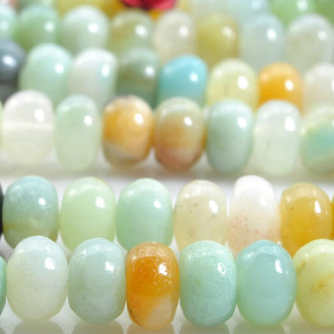 YesBeads 15 inches of Natural Amazonite smooth rondelle beads in 4x6mm