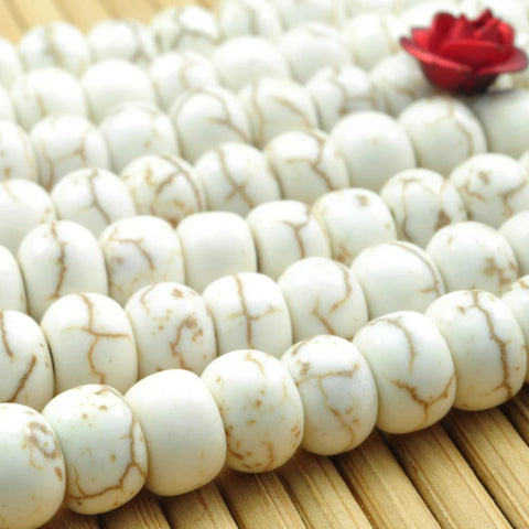 YesBeads 15 inches of White Turquoise smooth rondelle beads in 4X6mm