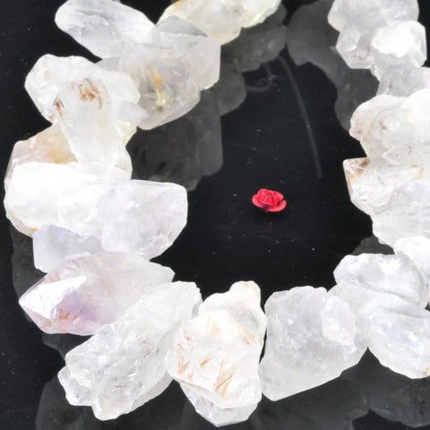 YesBeads 15.6 inches Natural White Rock Crystal,Spike Quartz Point,Dagger gemstone,raw mineral drusy rock, rough beads,pendant beads
