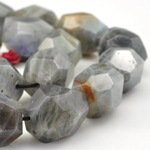 YesBeads Natural Labradorite faceted nugget beads wholesale gemstone jewelry making 15''