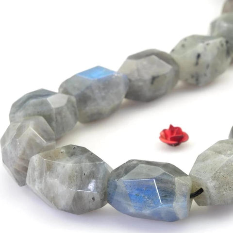 YesBeads Natural Labradorite faceted nugget beads wholesale gemstone jewelry making 15''