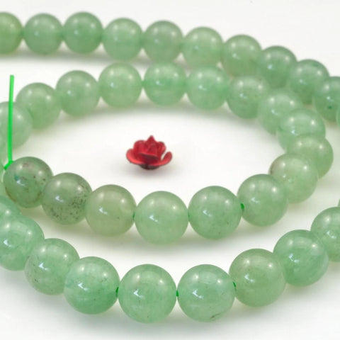 47 pcs of Natural Green Aventurine smooth round beads in 8mm
