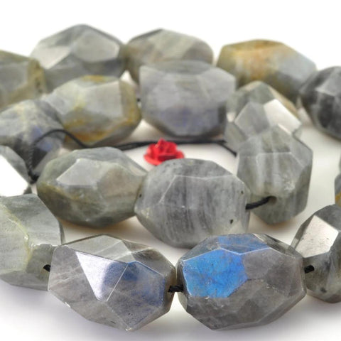 YesBeads Natural Labradorite faceted nugget beads wholesale gemstone jewelry making 15''