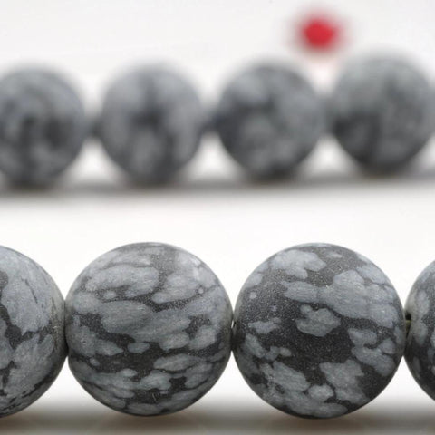YesBeads Natural Snowflake Obsidian matte round beads wholesale gemstone jewelry 4mm-12m 15"