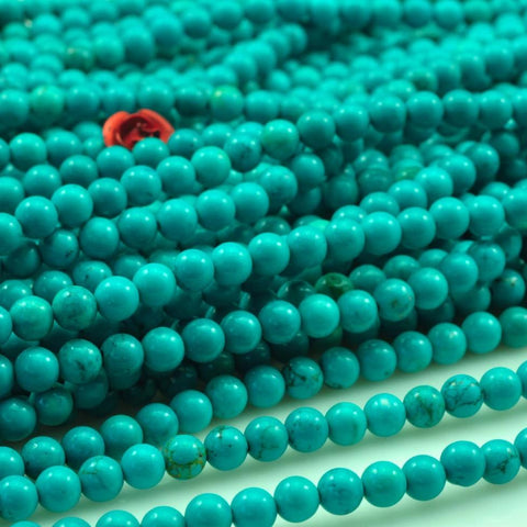 92 pcs of Chinese Turquoise smooth round beads in 4mm