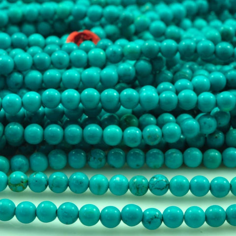 92 pcs of Chinese Turquoise smooth round beads in 4mm