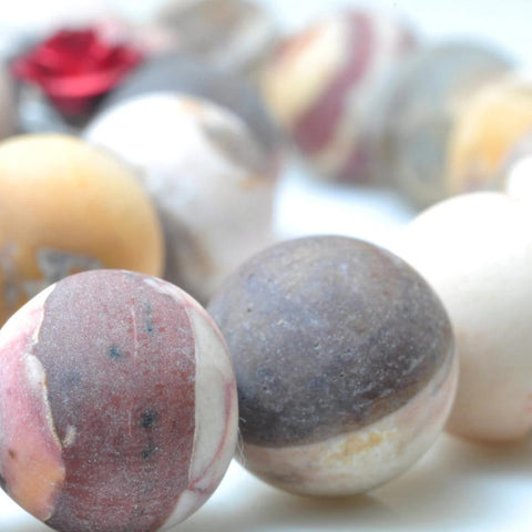 37 pcs of Natural Europe Zebra Stone,Rainbow stone,Brown Zebra Jasper matte round beads in 10mm