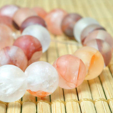 47 pcs of Natural Red Quartz, crystal matte round beads in 8mm