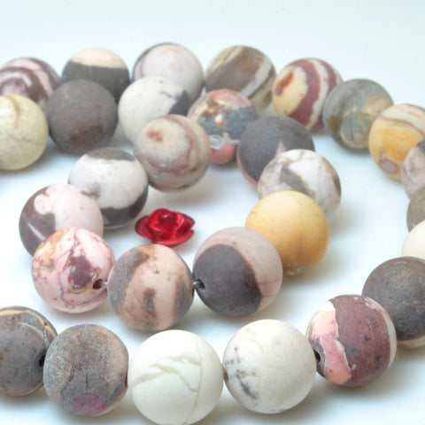 37 pcs of Natural Europe Zebra Stone,Rainbow stone,Brown Zebra Jasper matte round beads in 10mm