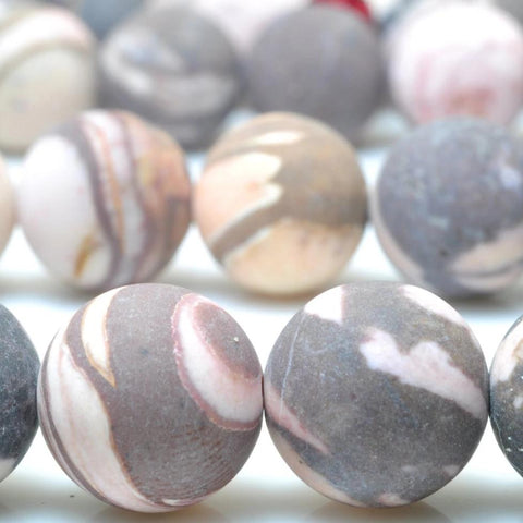 37 pcs of Natural Europe Zebra Stone,Rainbow stone,Brown Zebra Jasper matte round beads in 10mm