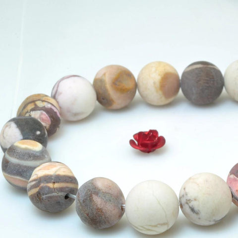 37 pcs of Natural Europe Zebra Stone,Rainbow stone,Brown Zebra Jasper matte round beads in 10mm
