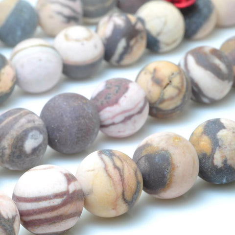 37 pcs of Natural Europe Zebra Stone,Rainbow stone,Brown Zebra Jasper matte round beads in 10mm