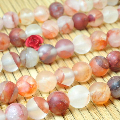 47 pcs of Natural Red Quartz, crystal matte round beads in 8mm