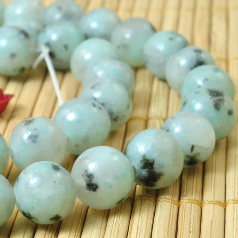 47 pcs of Natural Sesame Jasper ,Kiwi Jasper, DIY handmade jewelry,Jasper smooth round beads in 8mm