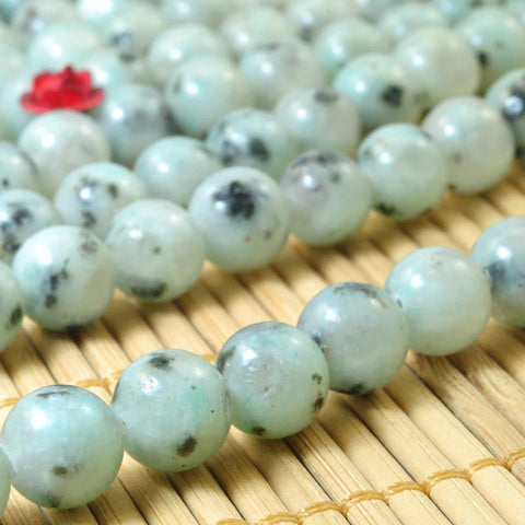 47 pcs of Natural Sesame Jasper ,Kiwi Jasper, DIY handmade jewelry,Jasper smooth round beads in 8mm