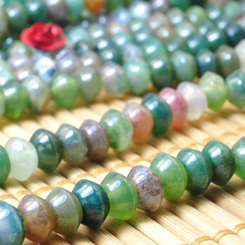 92 pcs of Natural India agate smooth rondelle beads in 4X6mm
