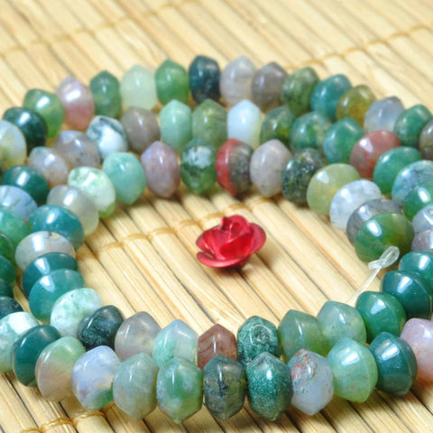 92 pcs of Natural India agate smooth rondelle beads in 4X6mm