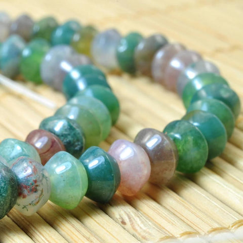 92 pcs of Natural India agate smooth rondelle beads in 4X6mm