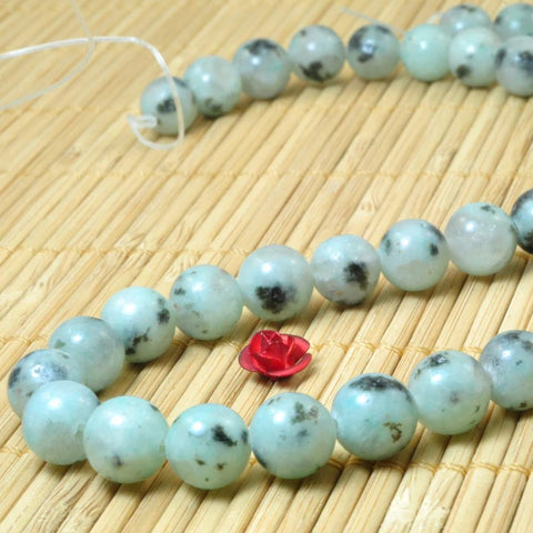47 pcs of Natural Sesame Jasper ,Kiwi Jasper, DIY handmade jewelry,Jasper smooth round beads in 8mm