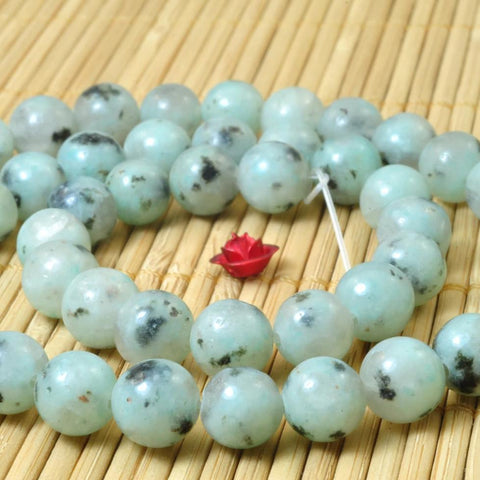 47 pcs of Natural Sesame Jasper ,Kiwi Jasper, DIY handmade jewelry,Jasper smooth round beads in 8mm