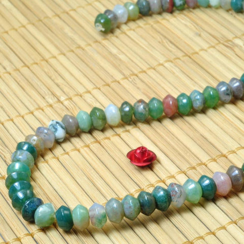 92 pcs of Natural India agate smooth rondelle beads in 4X6mm