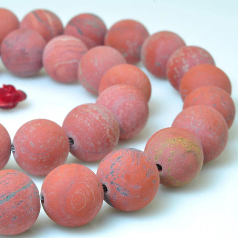 37 pcs of Natural Red Jasper matte round beads in 10mm