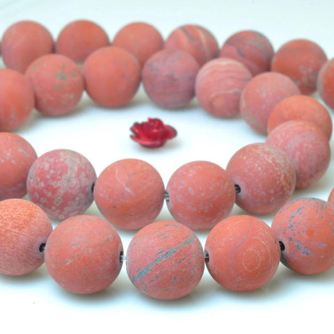 37 pcs of Natural Red Jasper matte round beads in 10mm