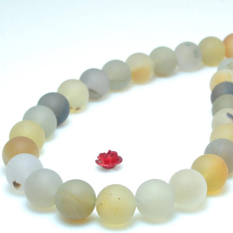 38 pcs of Natural Grey Agate matte round beads in 10mm