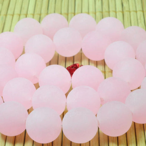 YesBeads 32 pcs of Natural Dyed Pink Jade matte round beads in 12mm