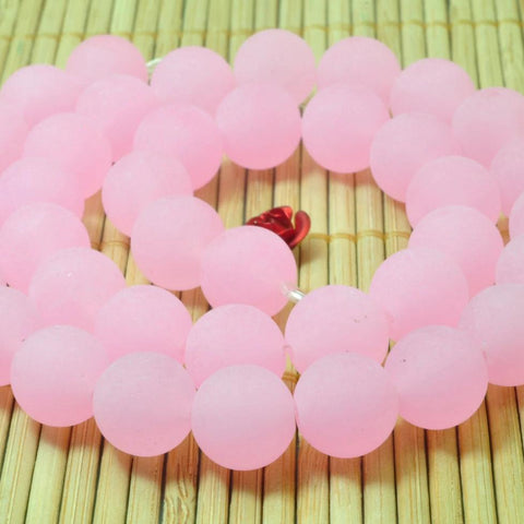 37 pcs of Natural Dyed Pink Jade matte round beads in 10mm