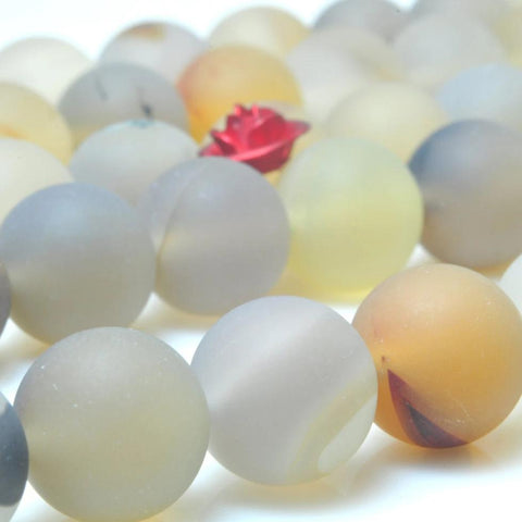 38 pcs of Natural Grey Agate matte round beads in 10mm