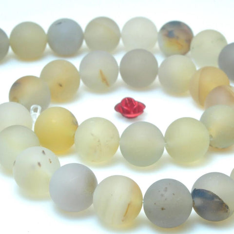 38 pcs of Natural Grey Agate matte round beads in 10mm