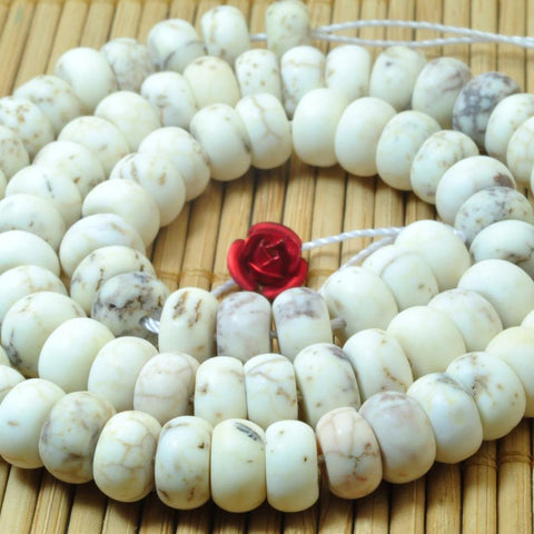 78 Pcs of Natural white Turquoise matte rondelle beads in 5x8mm