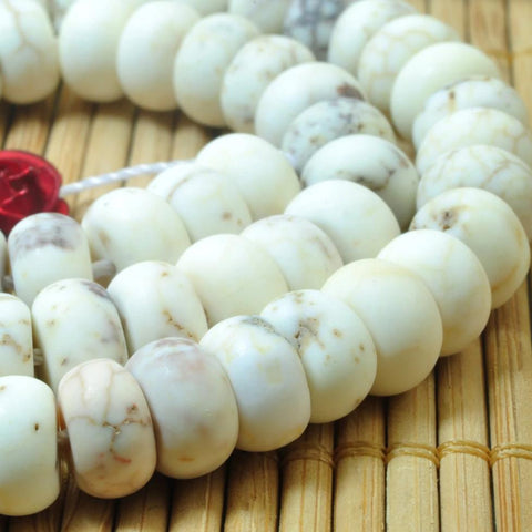 78 Pcs of Natural white Turquoise matte rondelle beads in 5x8mm