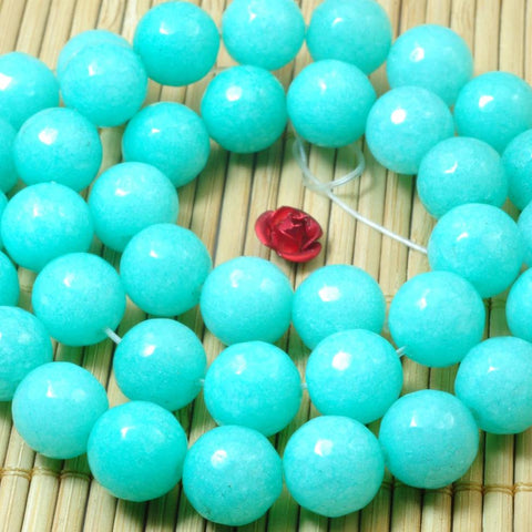 37 pcs of Natural Dyed Blue Jade faceted round beads in 10mm