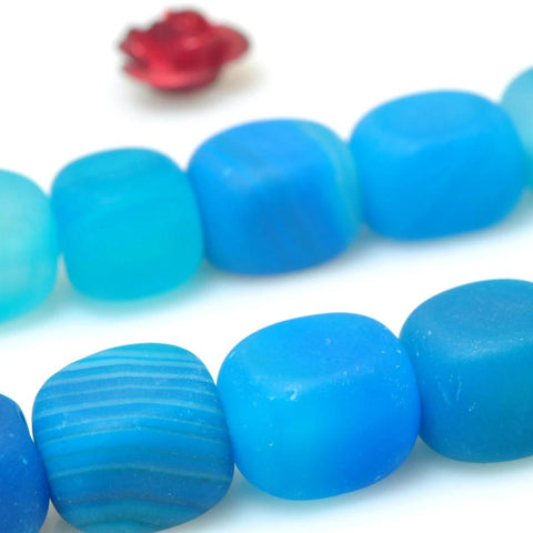 YesBeads 15 inches of Blue Agate Matte nugget beads in 6-7 wide X 8-9mm length