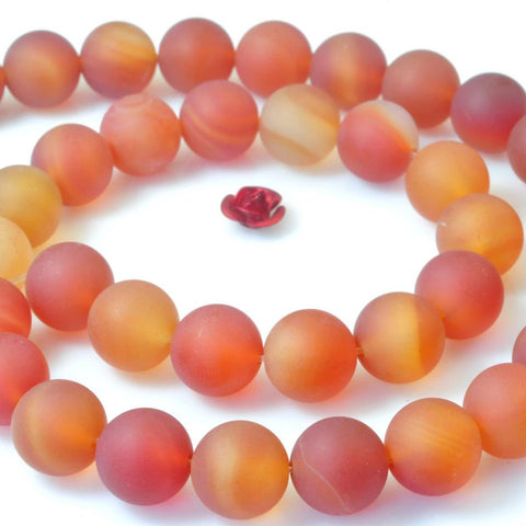 37 pcs of Natural Rainbow Agate matte round beads in 10mm