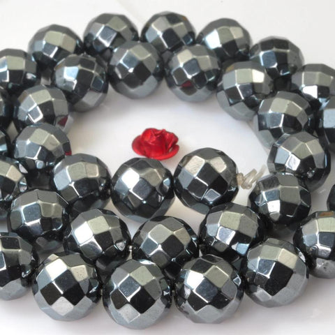 37 pcs Grey Iron Pyrite Faceted Round Beads in 10mm(64 faces)
