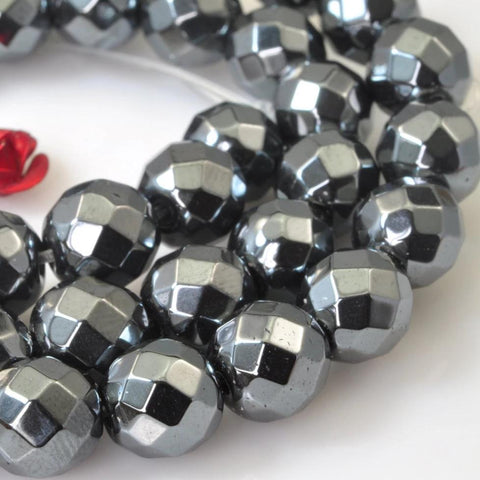 47 pcs Grey Iron Pyrite Faceted Round Beads in 8mm(64 faces)