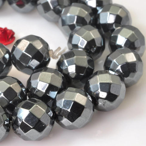 37 pcs Grey Iron Pyrite Faceted Round Beads in 10mm(64 faces)