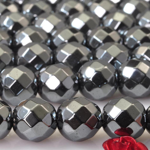 37 pcs Grey Iron Pyrite Faceted Round Beads in 10mm(64 faces)